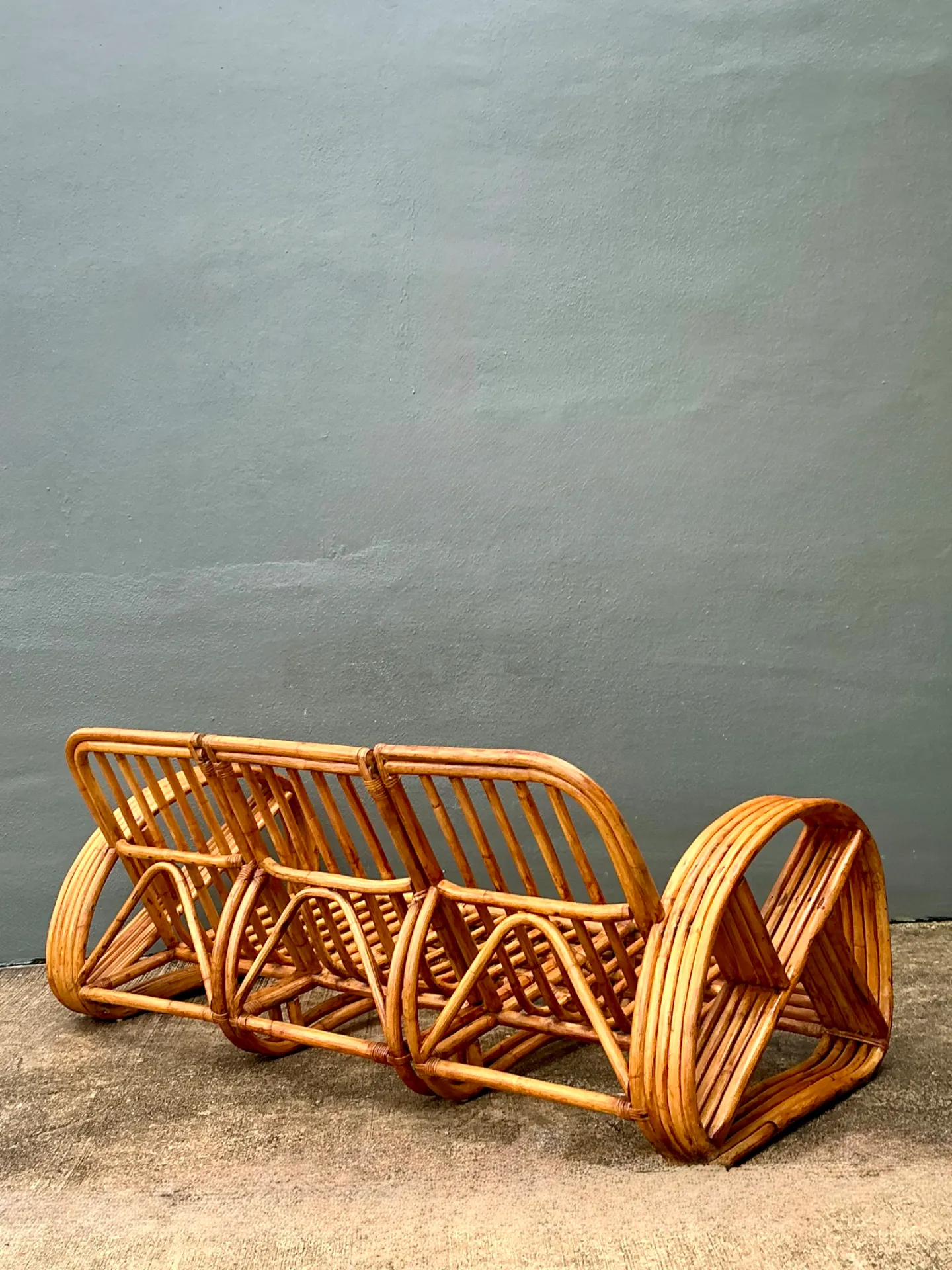 Mid-Century Modern Five Strand Rattan Sofa After Frankl — additional photo 3