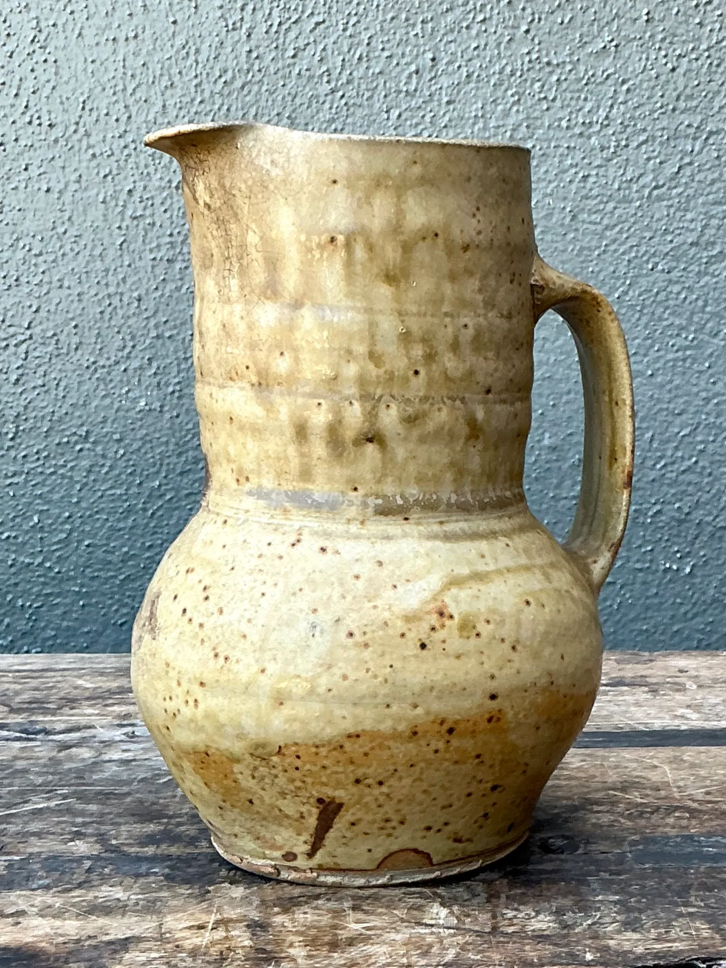 Vintage Handcrafted Beige Ceramic Jug — additional photo 4