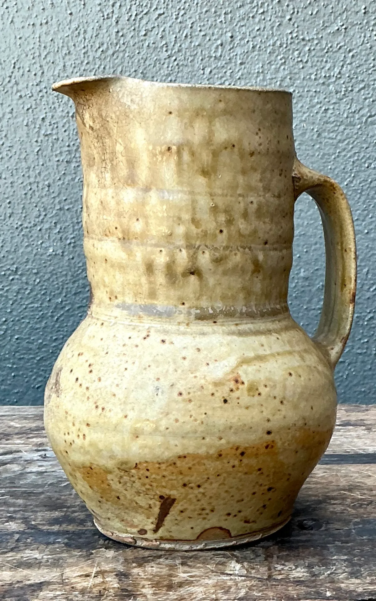 Vintage Handcrafted Beige Ceramic Jug — additional photo 4