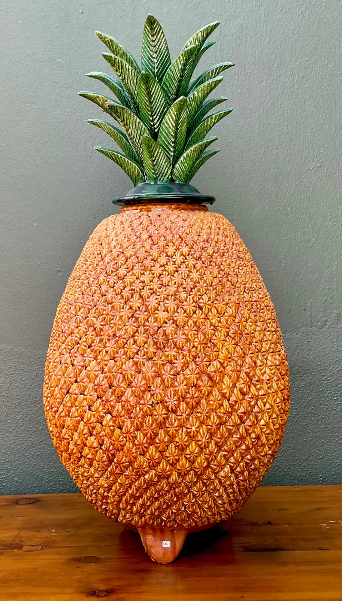 Vintage Mexican Hilario Alejo Madrigal Glazed Terracotta Pineapple — additional photo 4