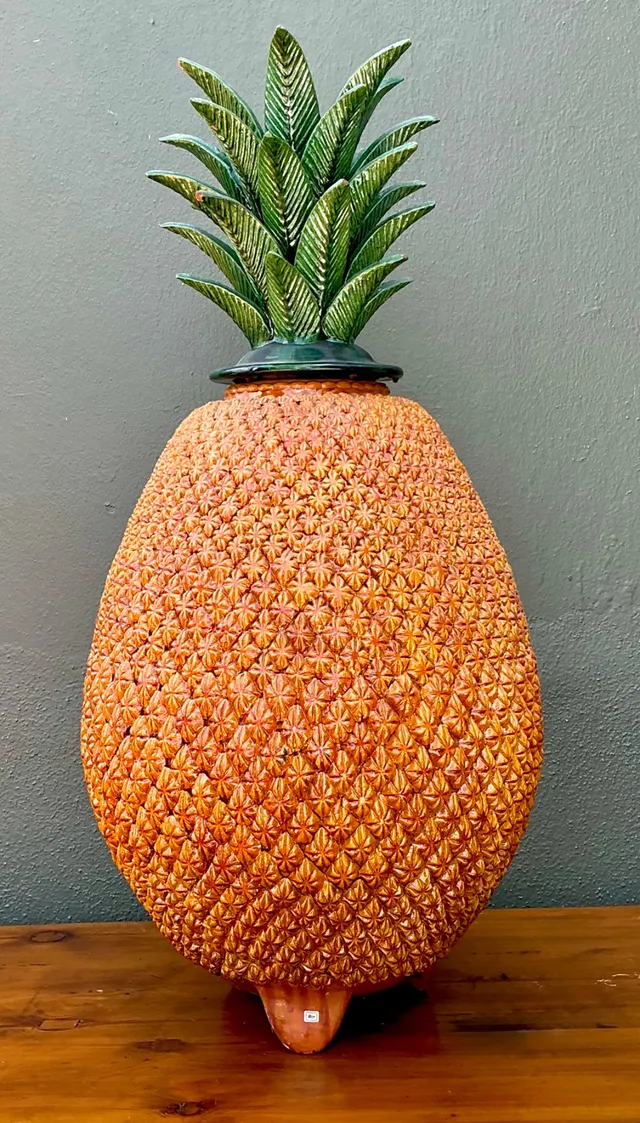 Vintage Mexican Hilario Alejo Madrigal Glazed Terracotta Pineapple — additional photo 4