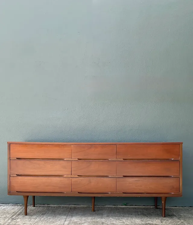 Vintage MCM Danish Teak Nine-Drawer Dresser — additional photo 6