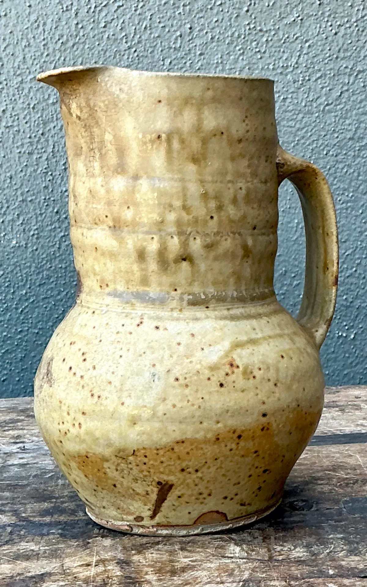 Vintage Handcrafted Beige Ceramic Jug — additional photo 6