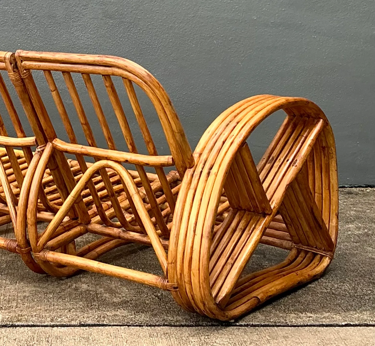 Mid-Century Modern Five Strand Rattan Sofa After Frankl — additional photo 8