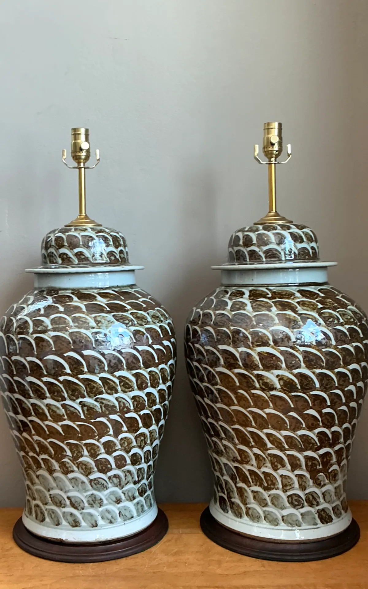 Vintage Ceramic Ginger Jar Table Lamps - Pair — additional photo 2