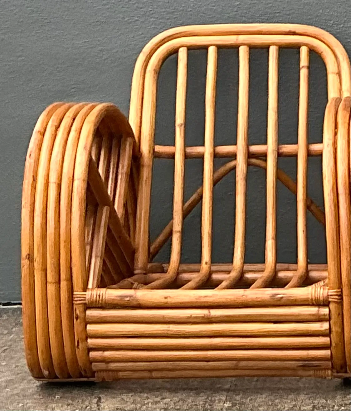Mid-Century Modern Five Strand Rattan Lounge Chairs - A Pair — additional photo 3