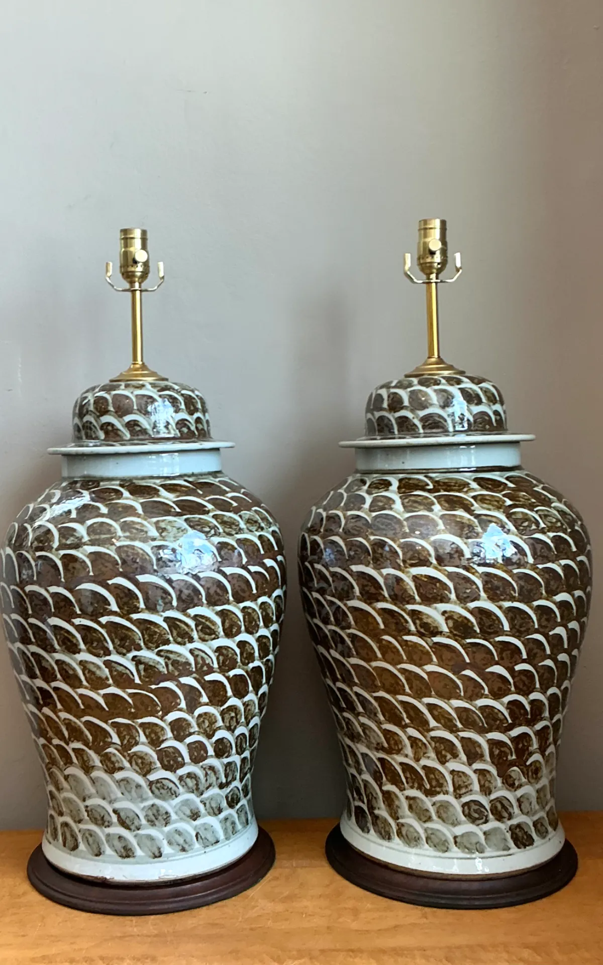 Vintage Ceramic Ginger Jar Table Lamps - Pair — additional photo 4