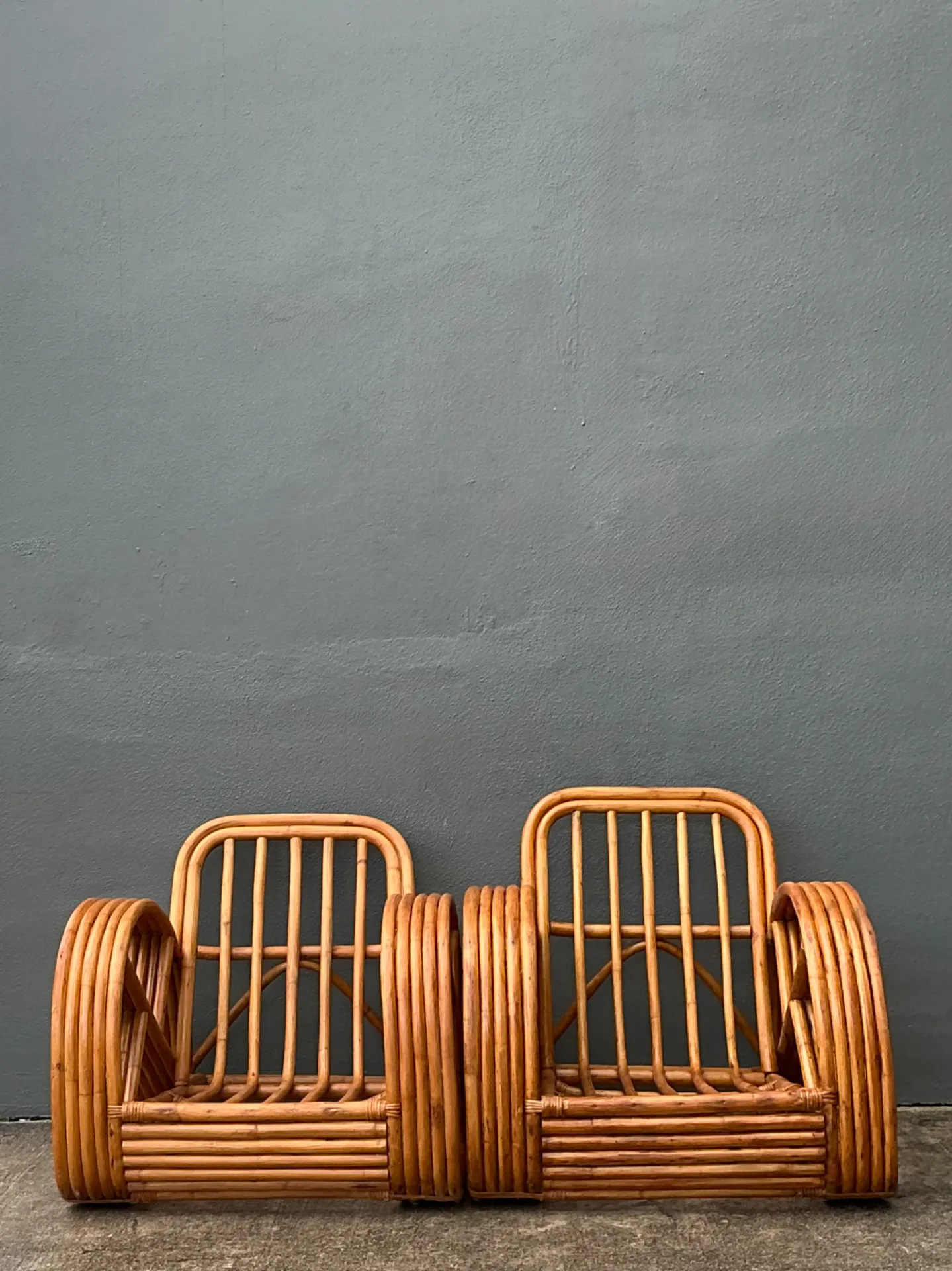 Mid-Century Modern Five Strand Rattan Lounge Chairs - A Pair — additional photo 7