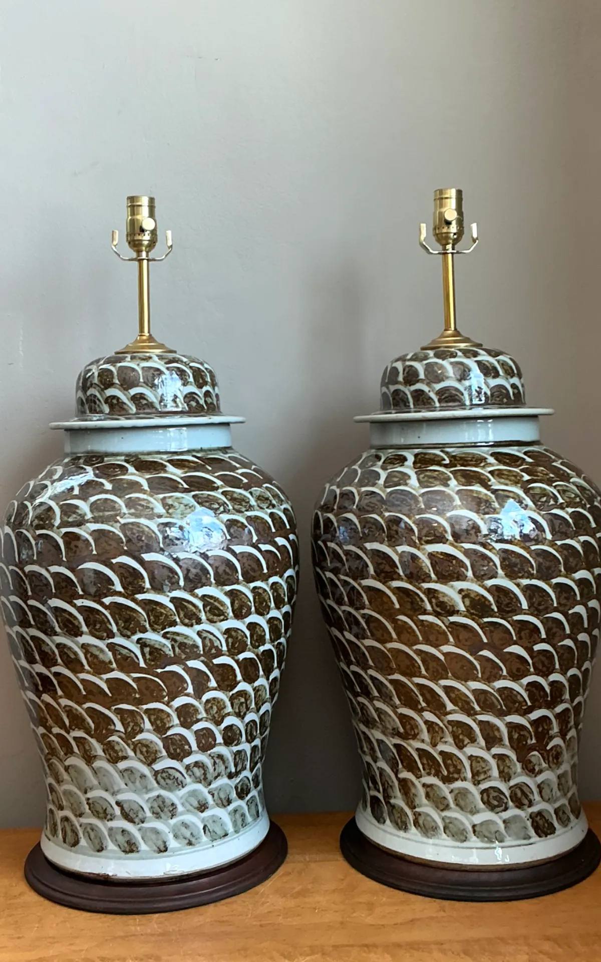 Vintage Ceramic Ginger Jar Table Lamps - Pair — additional photo 6