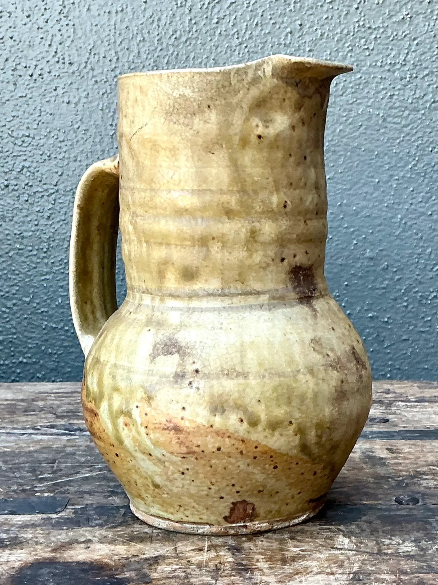 Vintage Handcrafted Beige Ceramic Jug — additional photo 1