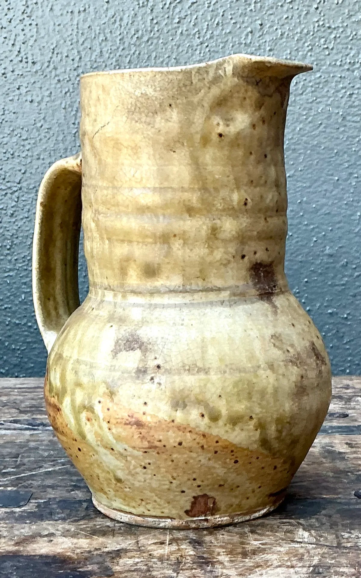 Vintage Handcrafted Beige Ceramic Jug