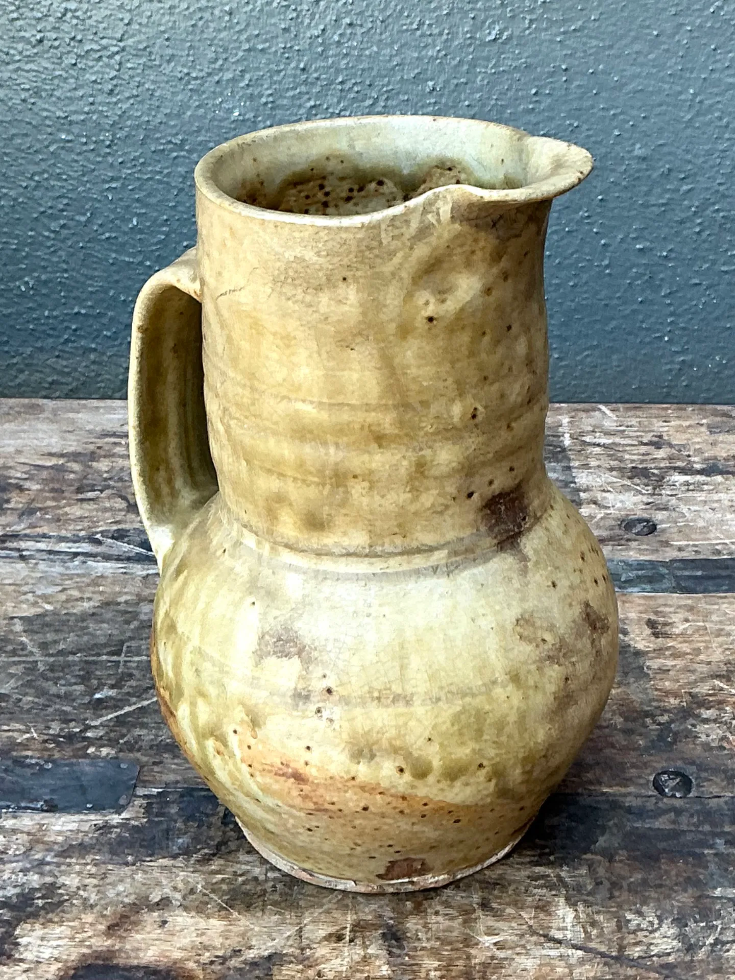 Vintage Handcrafted Beige Ceramic Jug — additional photo 3