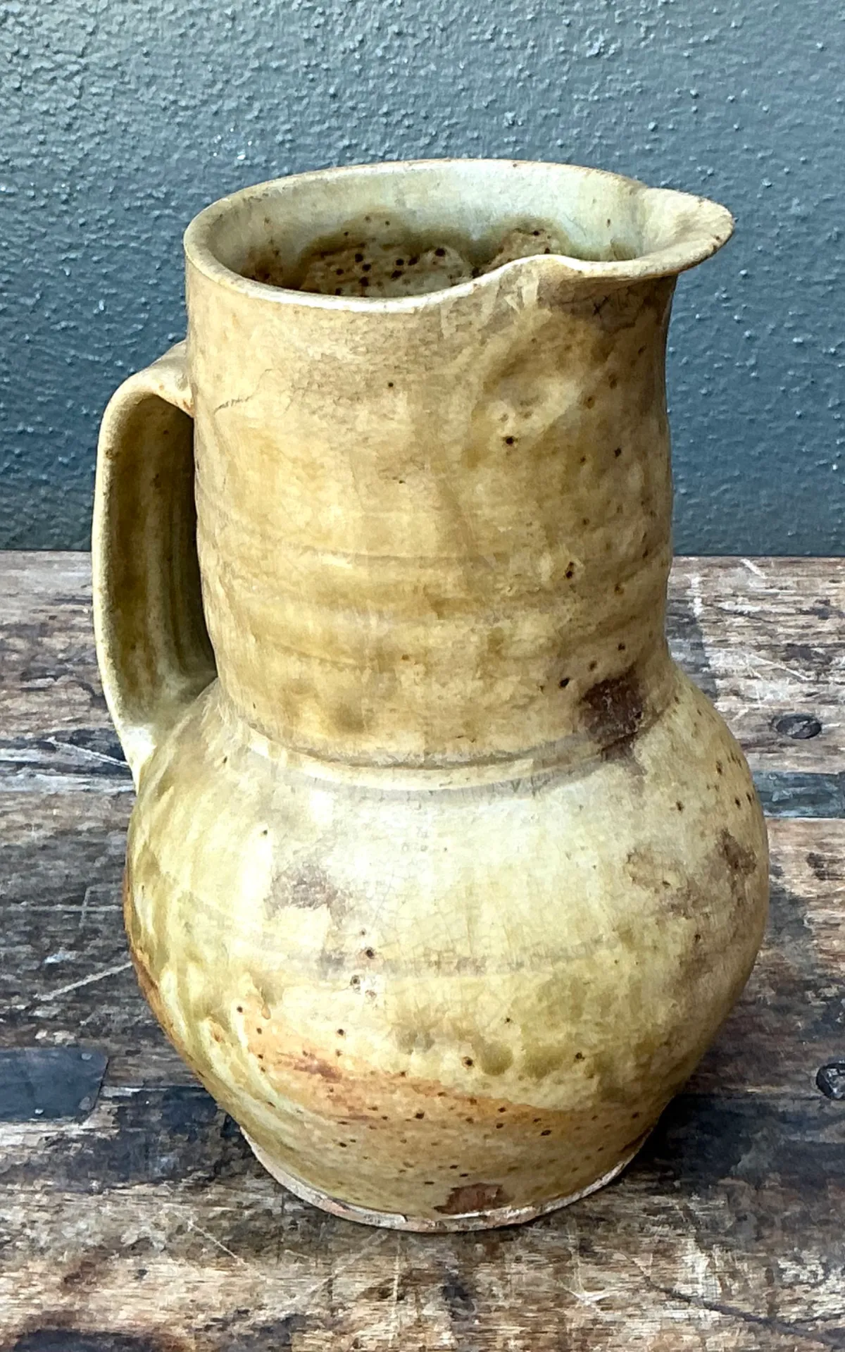 Vintage Handcrafted Beige Ceramic Jug — additional photo 3