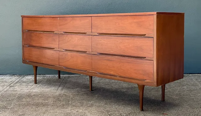 Vintage MCM Danish Teak Nine-Drawer Dresser — additional photo 1