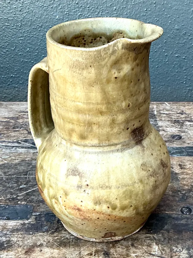 Vintage Handcrafted Beige Ceramic Jug — additional photo 7