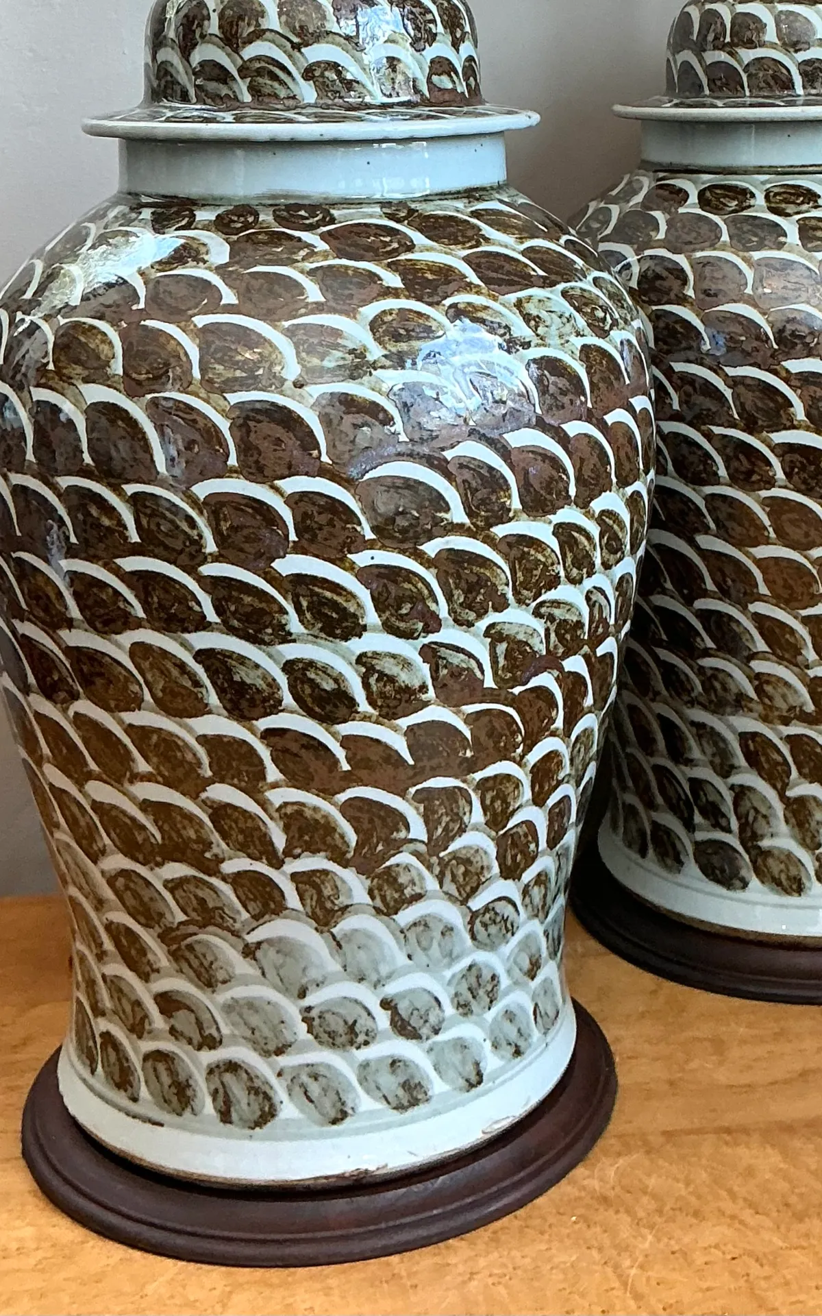 Vintage Ceramic Ginger Jar Table Lamps - Pair — additional photo 3