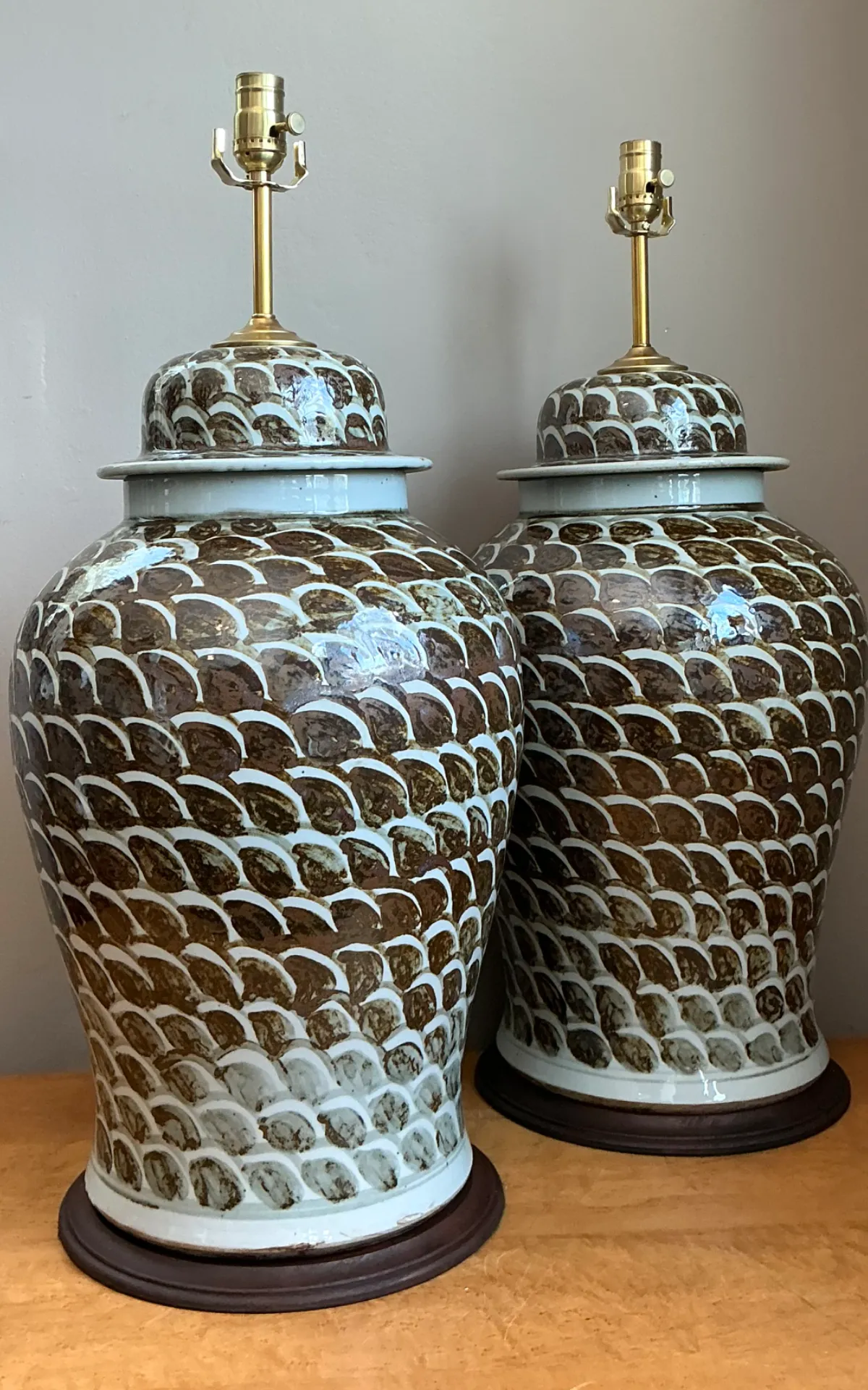 Vintage Ceramic Ginger Jar Table Lamps - Pair — additional photo 5