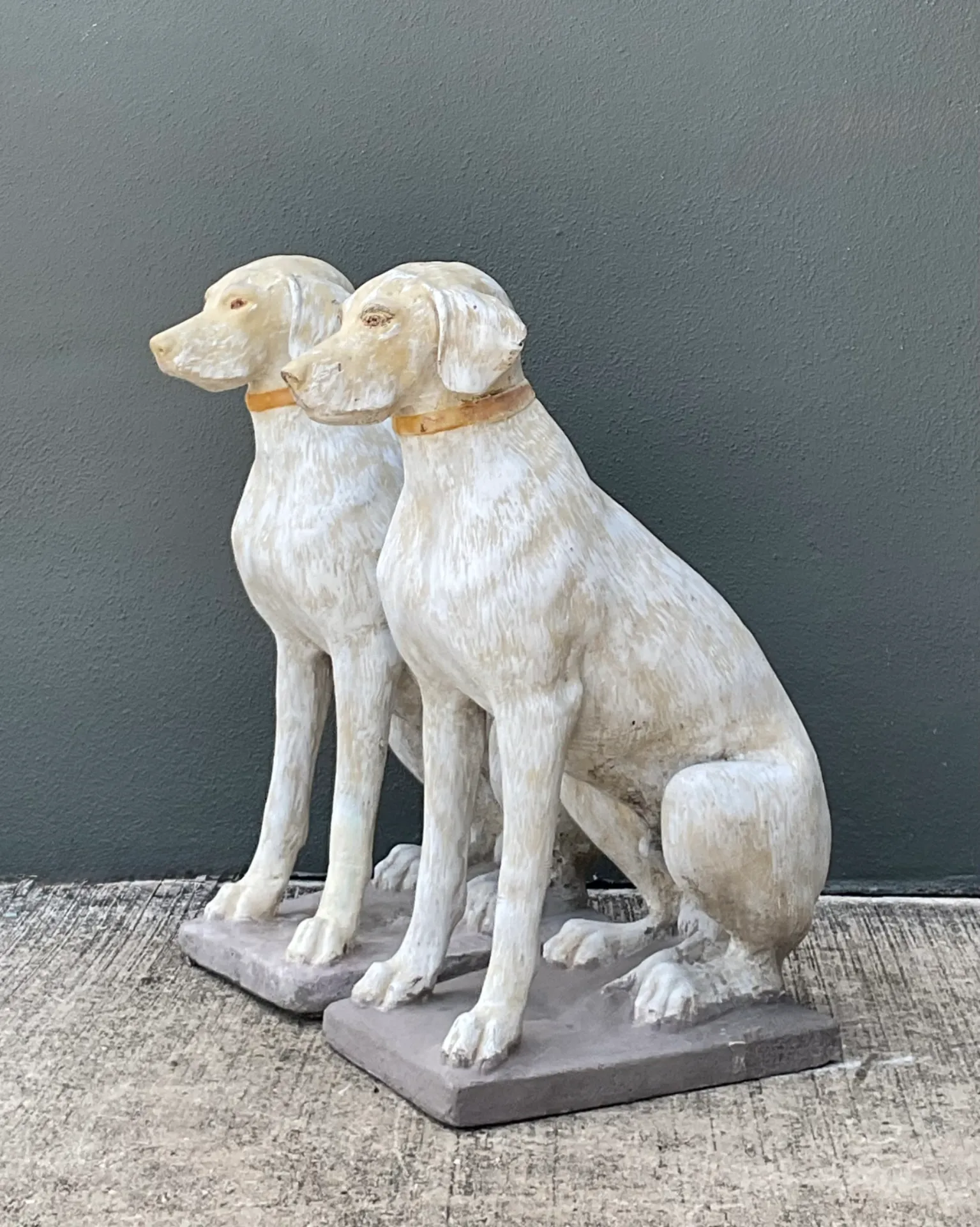 Vintage Cement Dog Sculptures - A Pair — additional photo 2