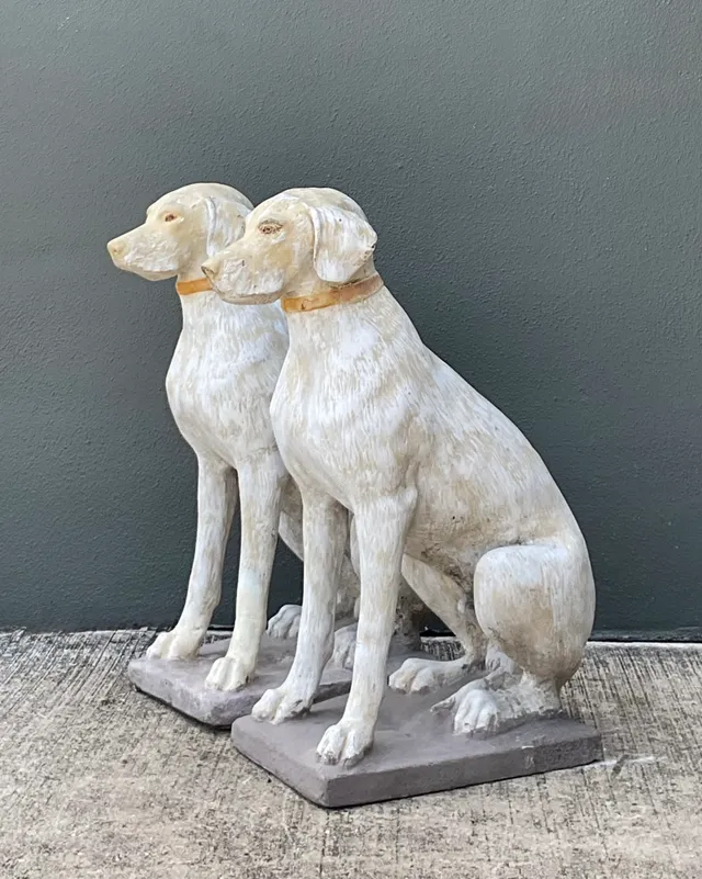 Vintage Cement Dog Sculptures - A Pair — additional photo 2