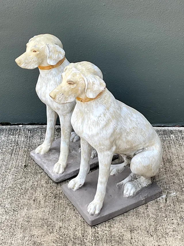 Vintage Cement Dog Sculptures - A Pair — additional photo 8