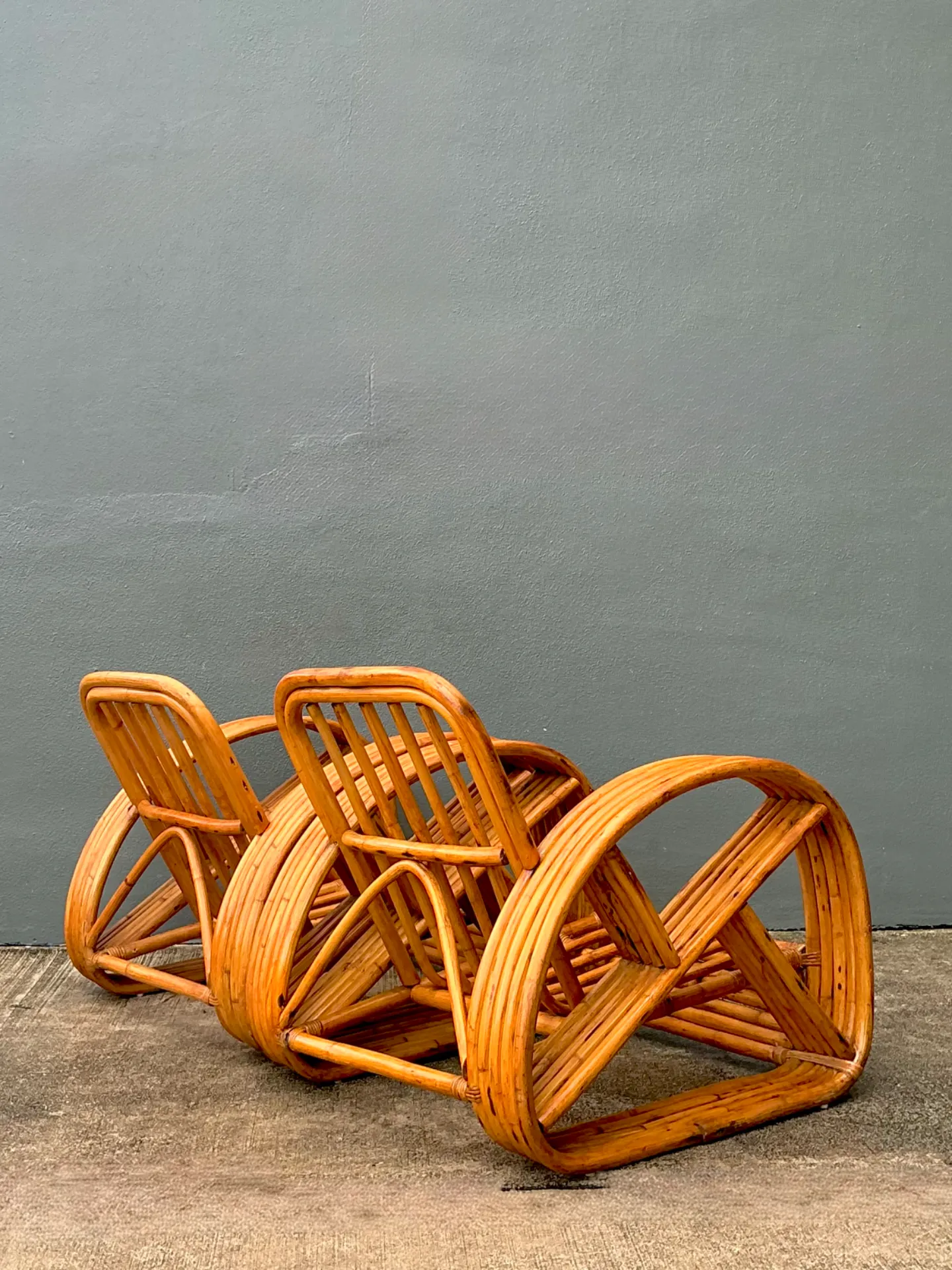 Mid-Century Modern Five Strand Rattan Lounge Chairs - A Pair — additional photo 8