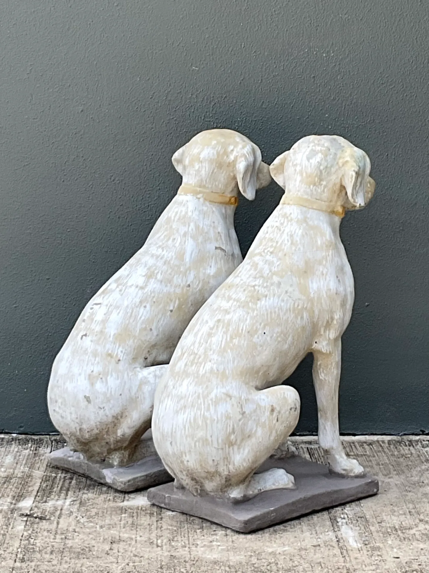Vintage Cement Dog Sculptures - A Pair — additional photo 1