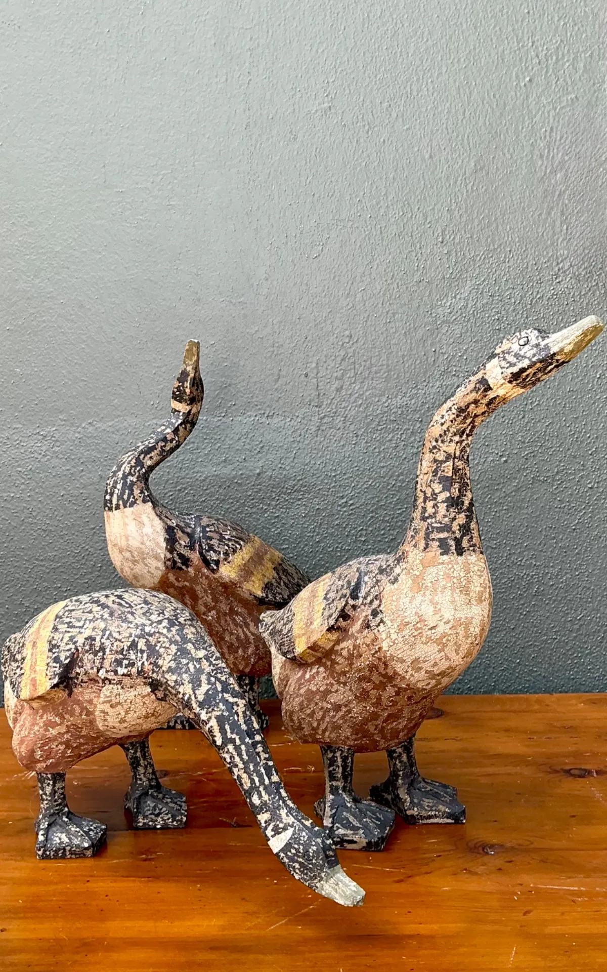 Vintage Carved Wood Goose Sculptures - Set of 3 — additional photo 7