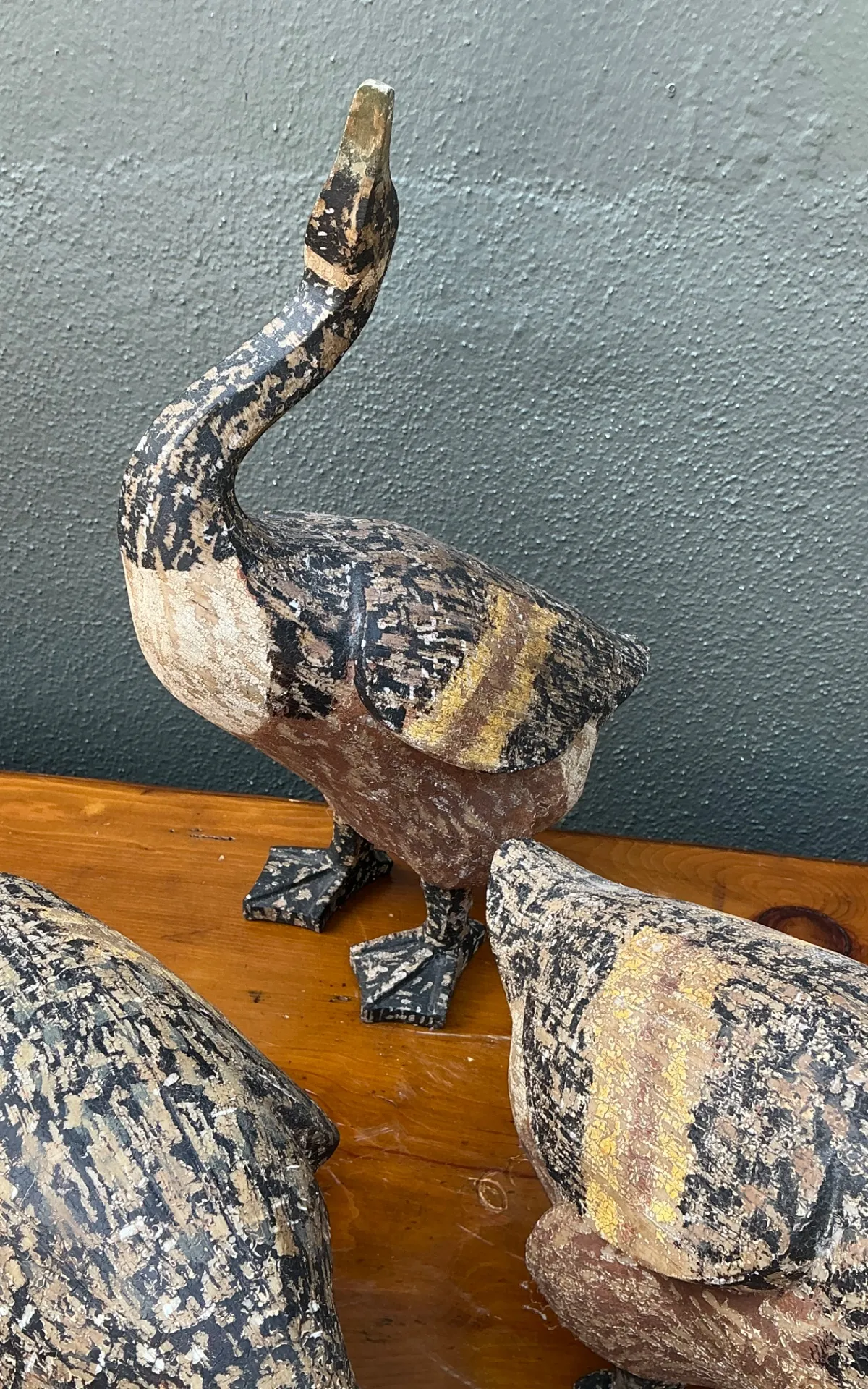 Vintage Carved Wood Goose Sculptures - Set of 3 — additional photo 2