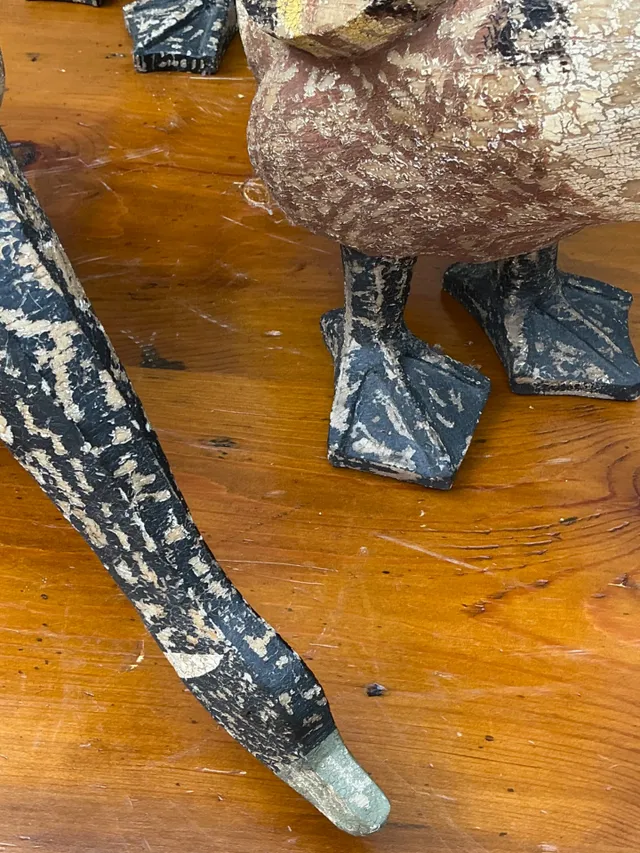 Vintage Carved Wood Goose Sculptures - Set of 3 — additional photo 4