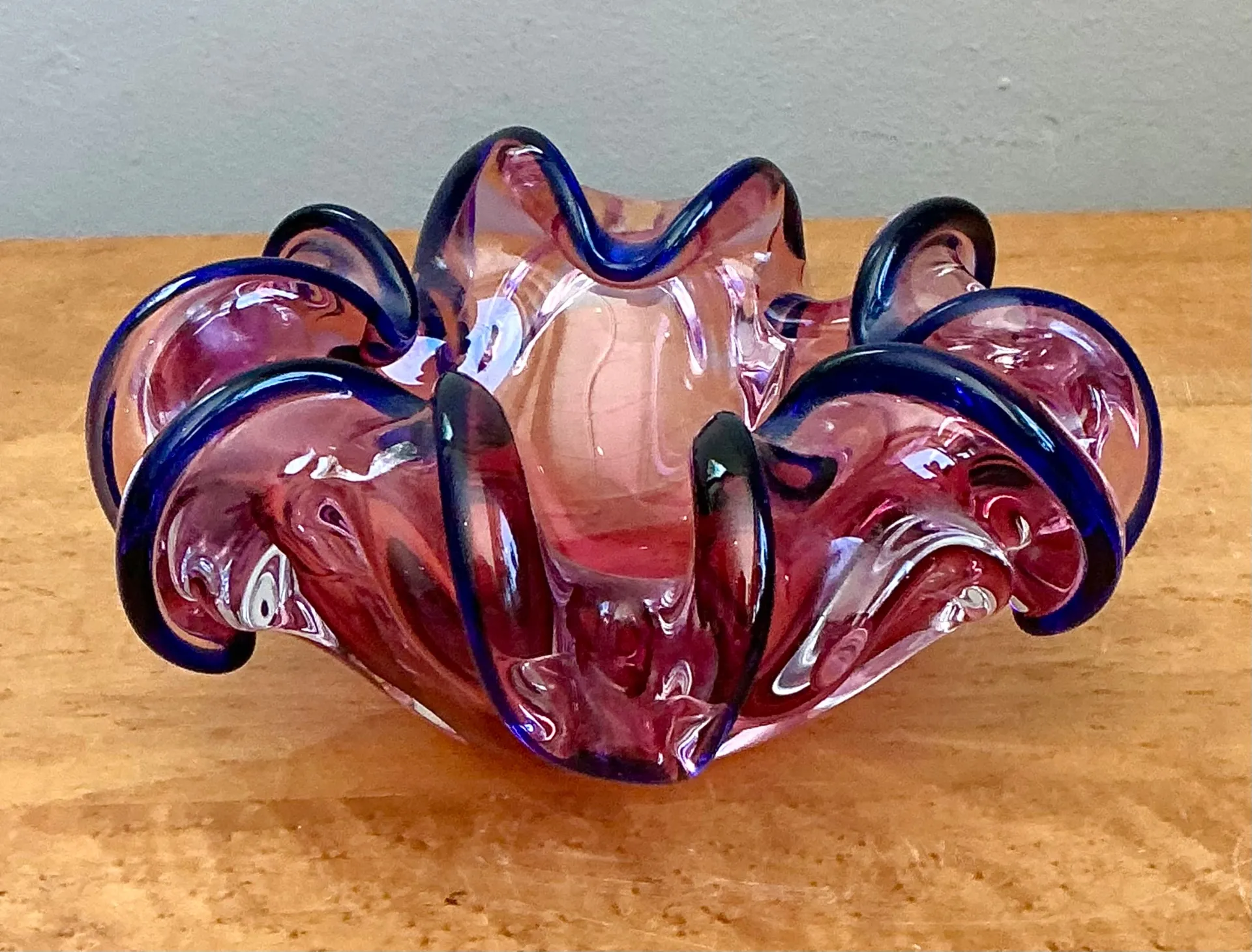 Murano Pink and Blue Glass Bowl — additional photo 1