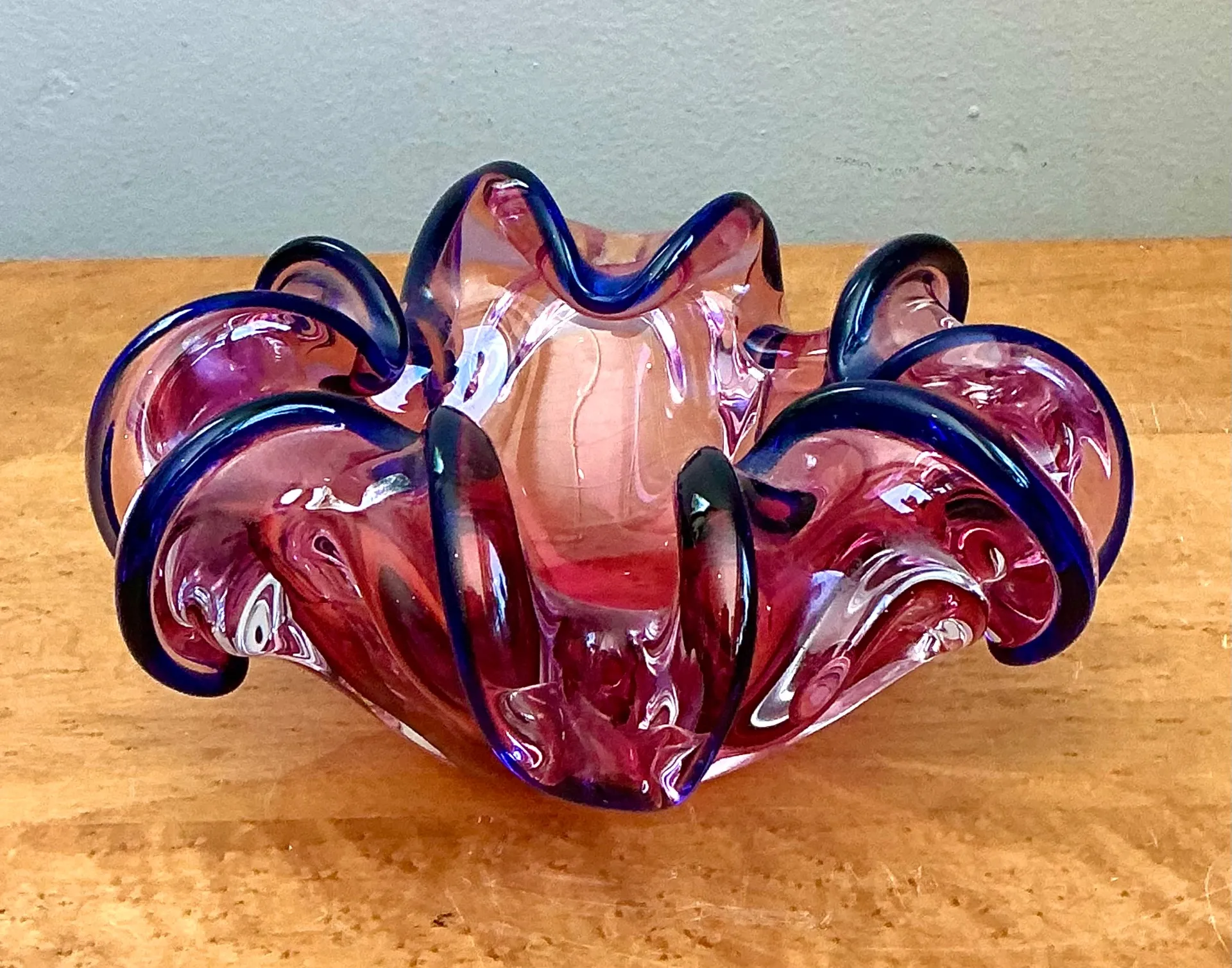 Murano Pink and Blue Glass Bowl — additional photo 3