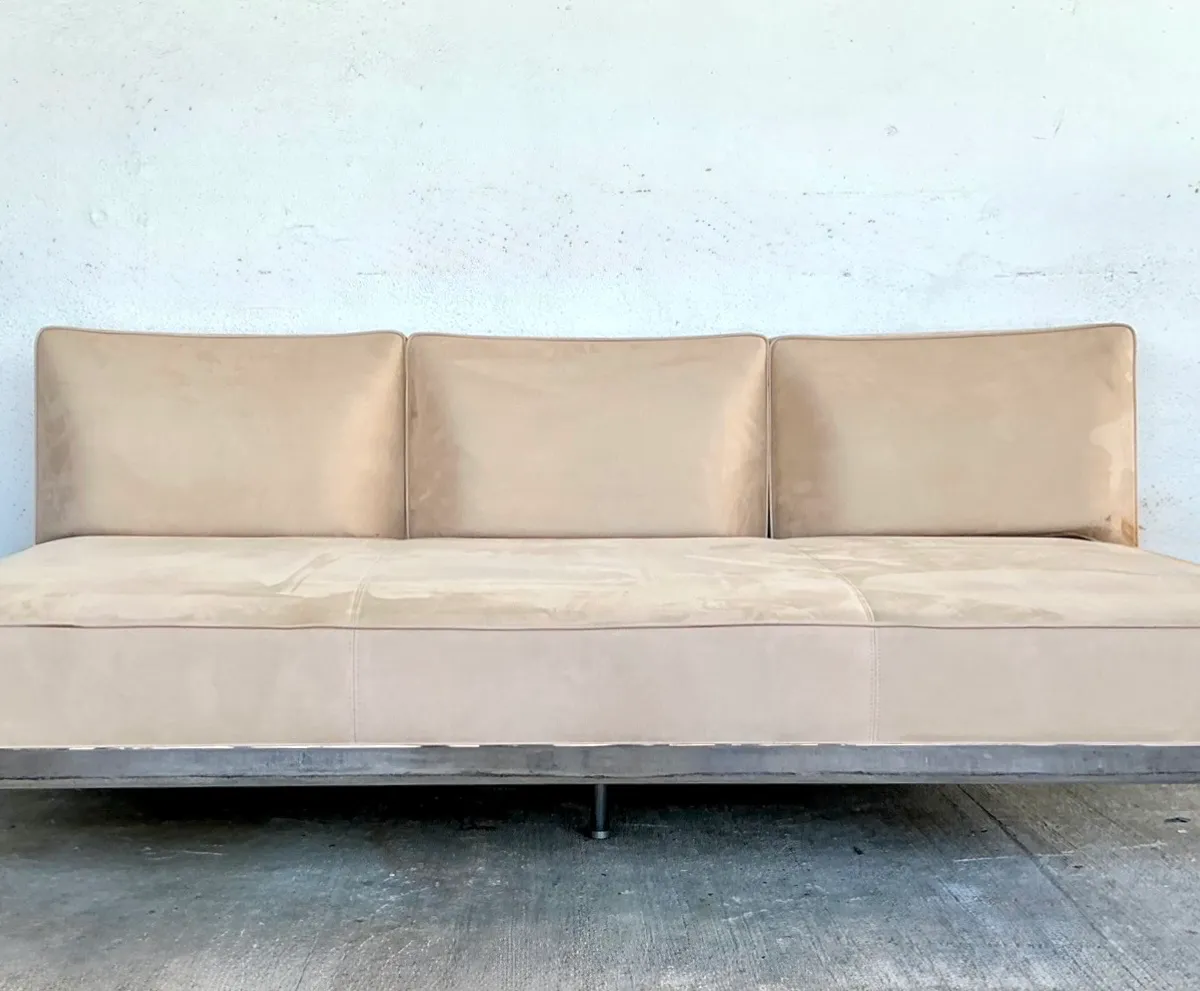 Vintage Chrome and Fabric Sofa