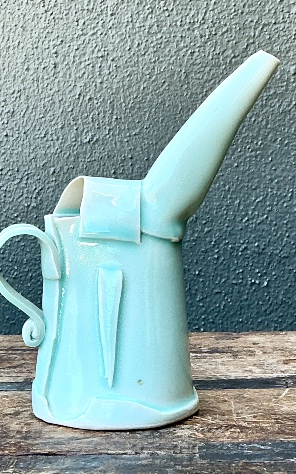 Vintage Aqua Abstract Ceramic Pitcher — additional photo 7