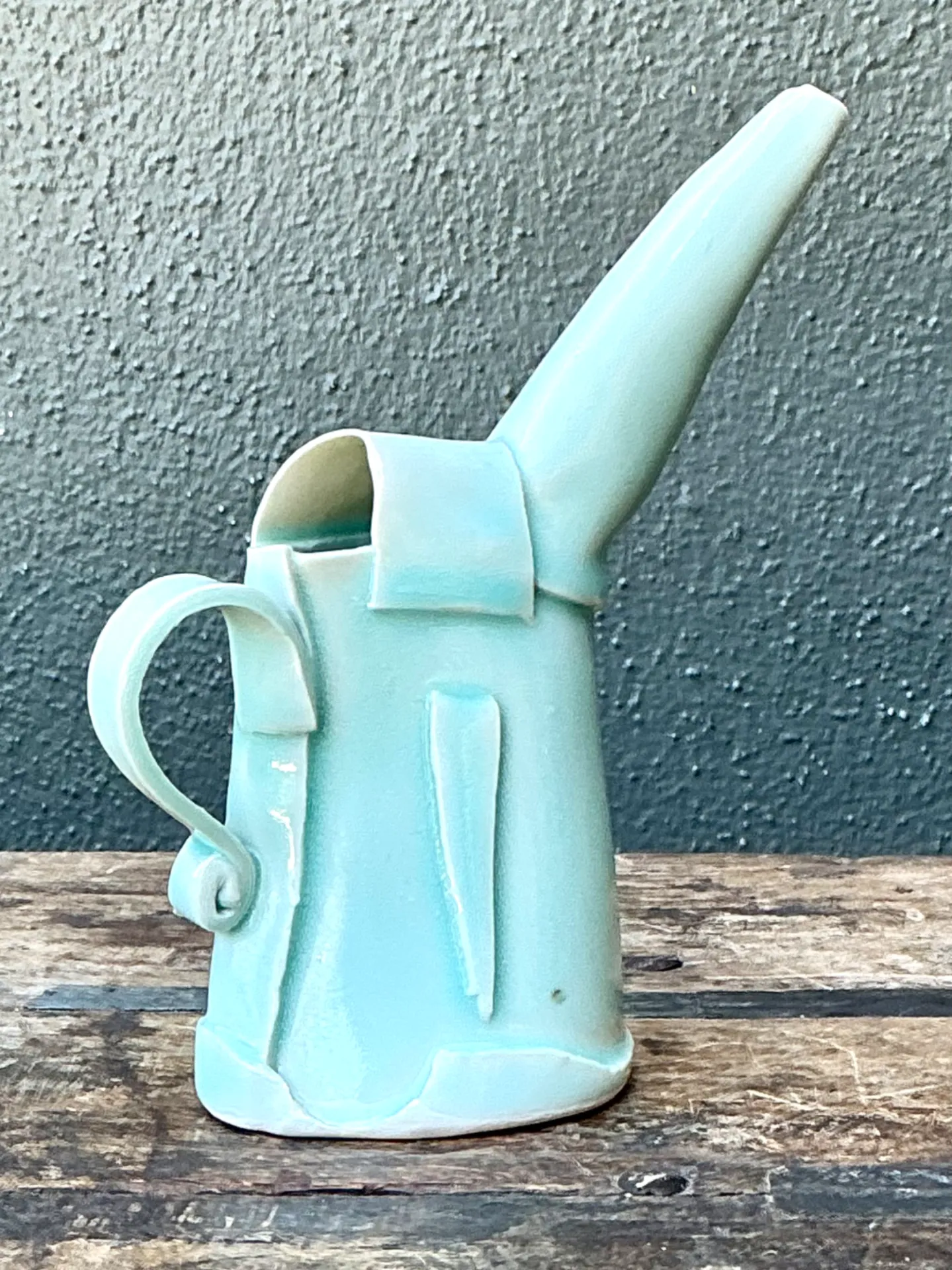 Vintage Aqua Abstract Ceramic Pitcher — additional photo 6