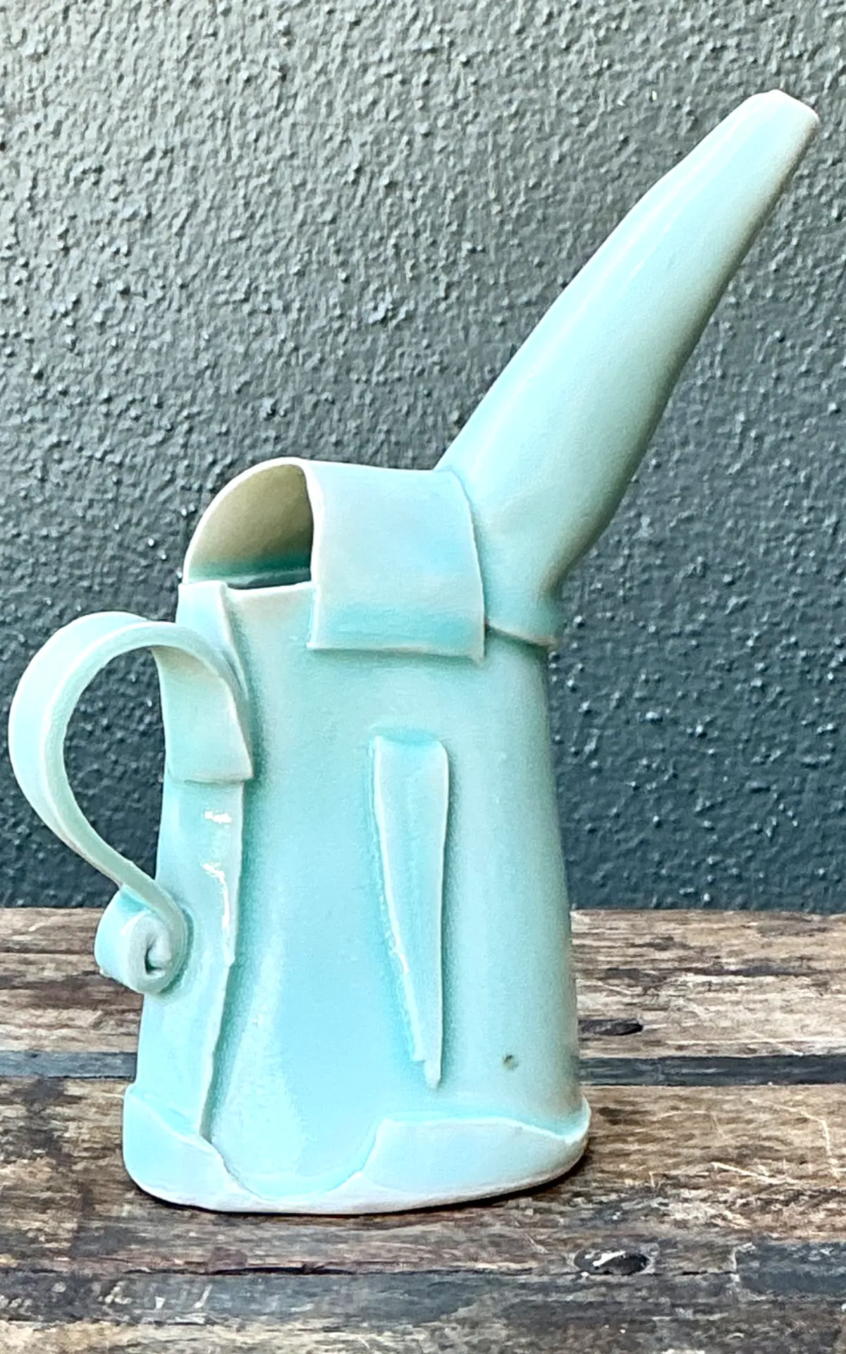 Vintage Aqua Abstract Ceramic Pitcher — additional photo 6