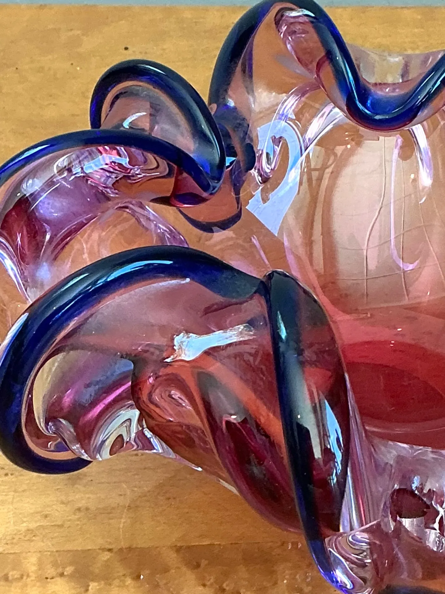 Murano Pink and Blue Glass Bowl — additional photo 5