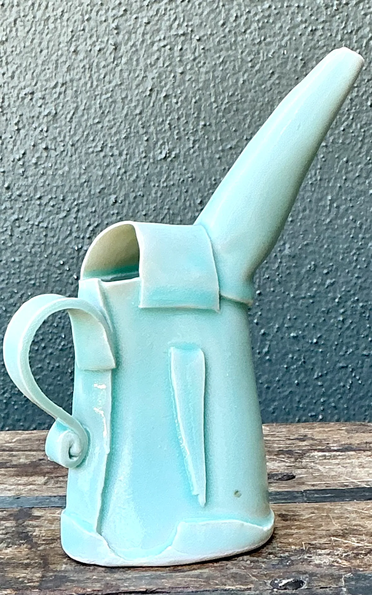 Vintage Aqua Abstract Ceramic Pitcher — additional photo 5