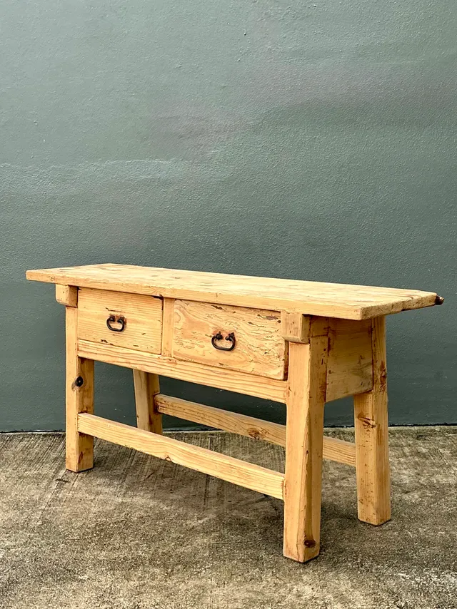 Vintage Rustic Pine Console Table — additional photo 3