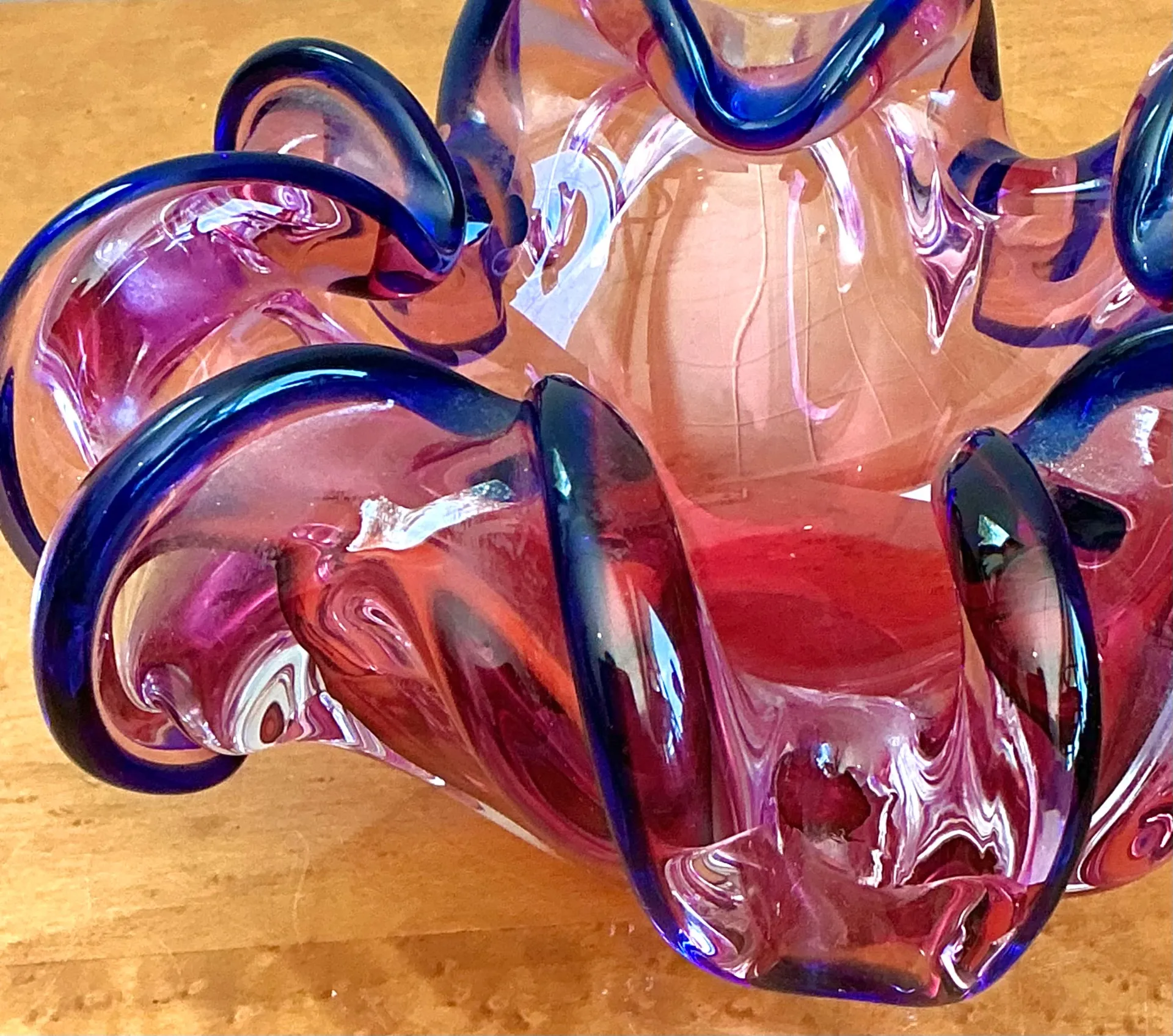 Murano Pink and Blue Glass Bowl — additional photo 4