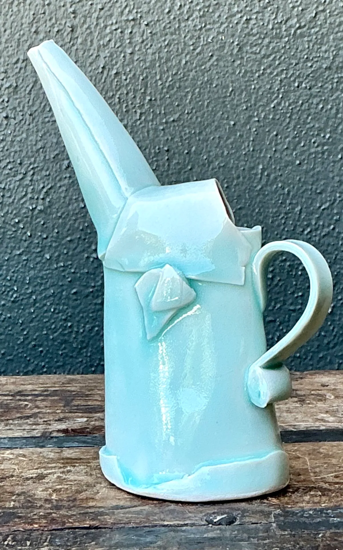 Vintage Aqua Abstract Ceramic Pitcher — additional photo 4