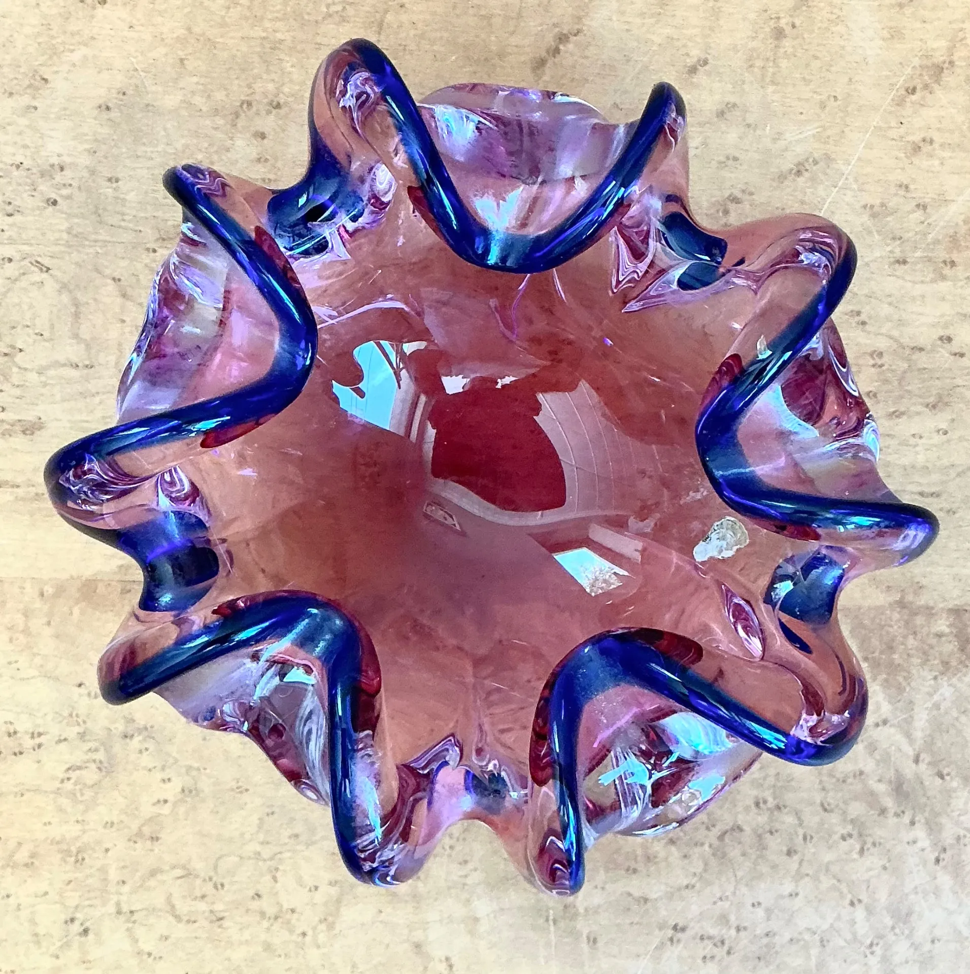 Murano Pink and Blue Glass Bowl — additional photo 2