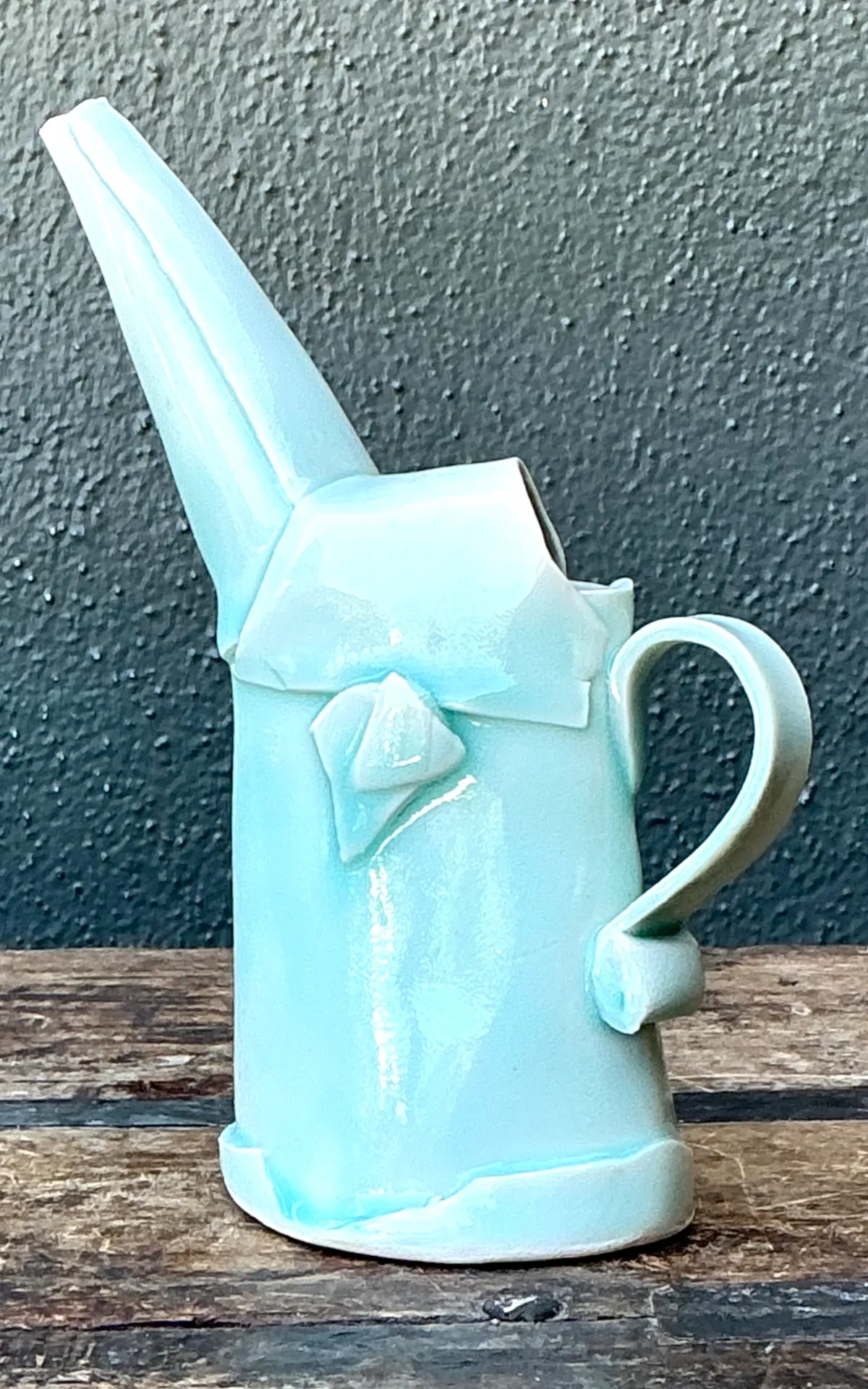 Vintage Aqua Abstract Ceramic Pitcher