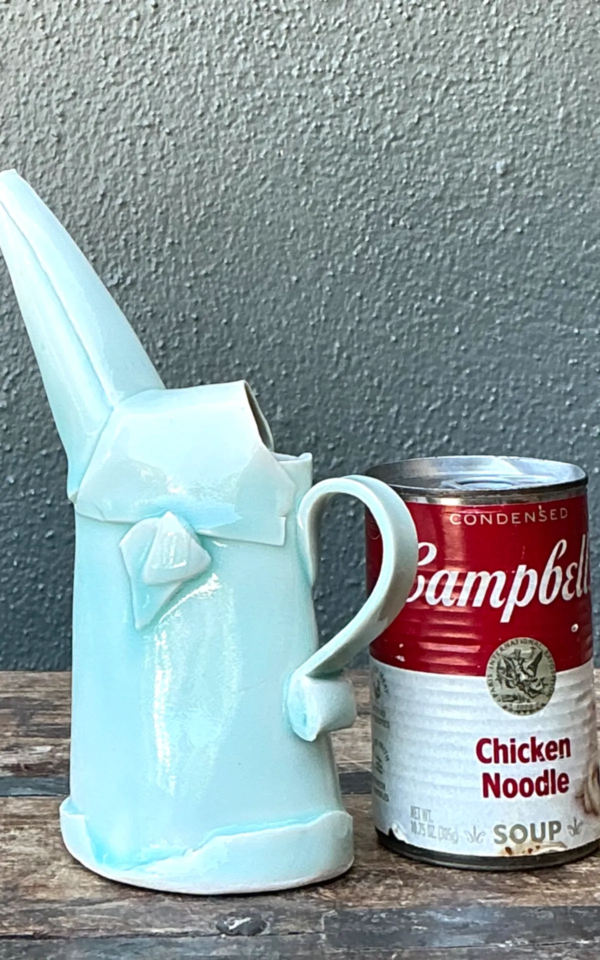 Vintage Aqua Abstract Ceramic Pitcher — additional photo 3
