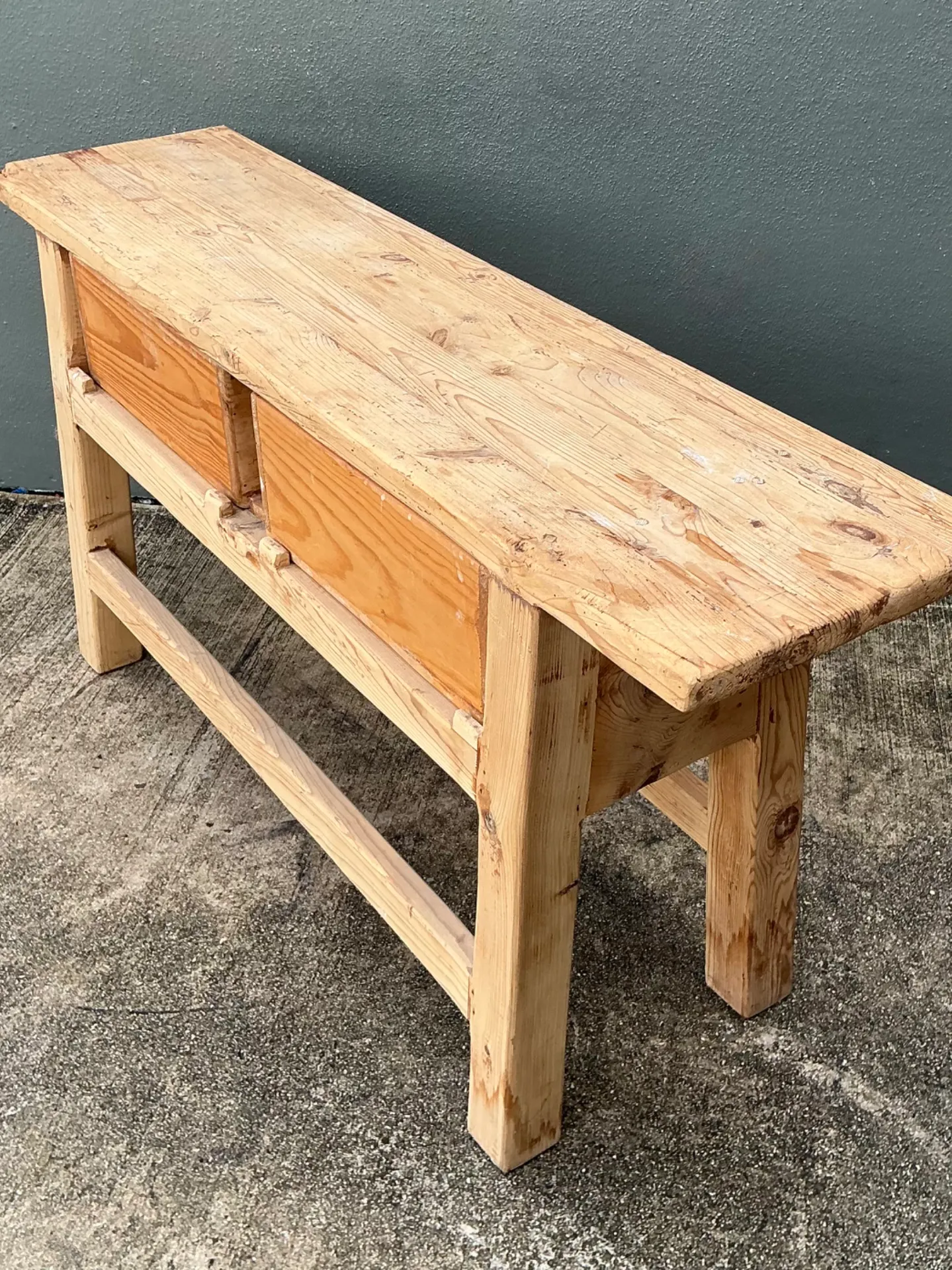 Vintage Rustic Pine Console Table — additional photo 2