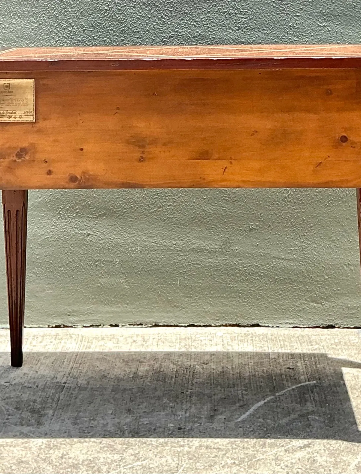 Vintage Alphonse Marina Carved Wood Console Table with Bone Inlay — additional photo 3