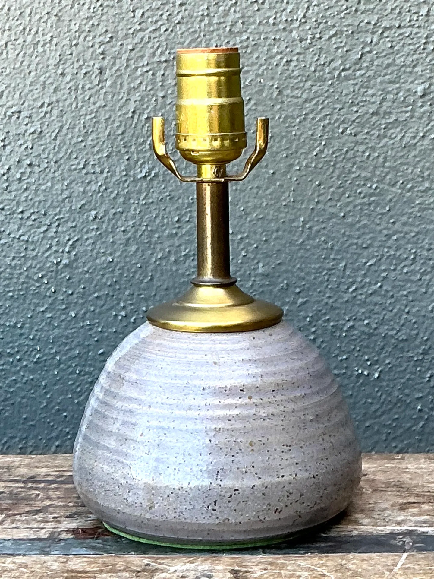 Vintage Studio Pottery and Brass Lamp — additional photo 4