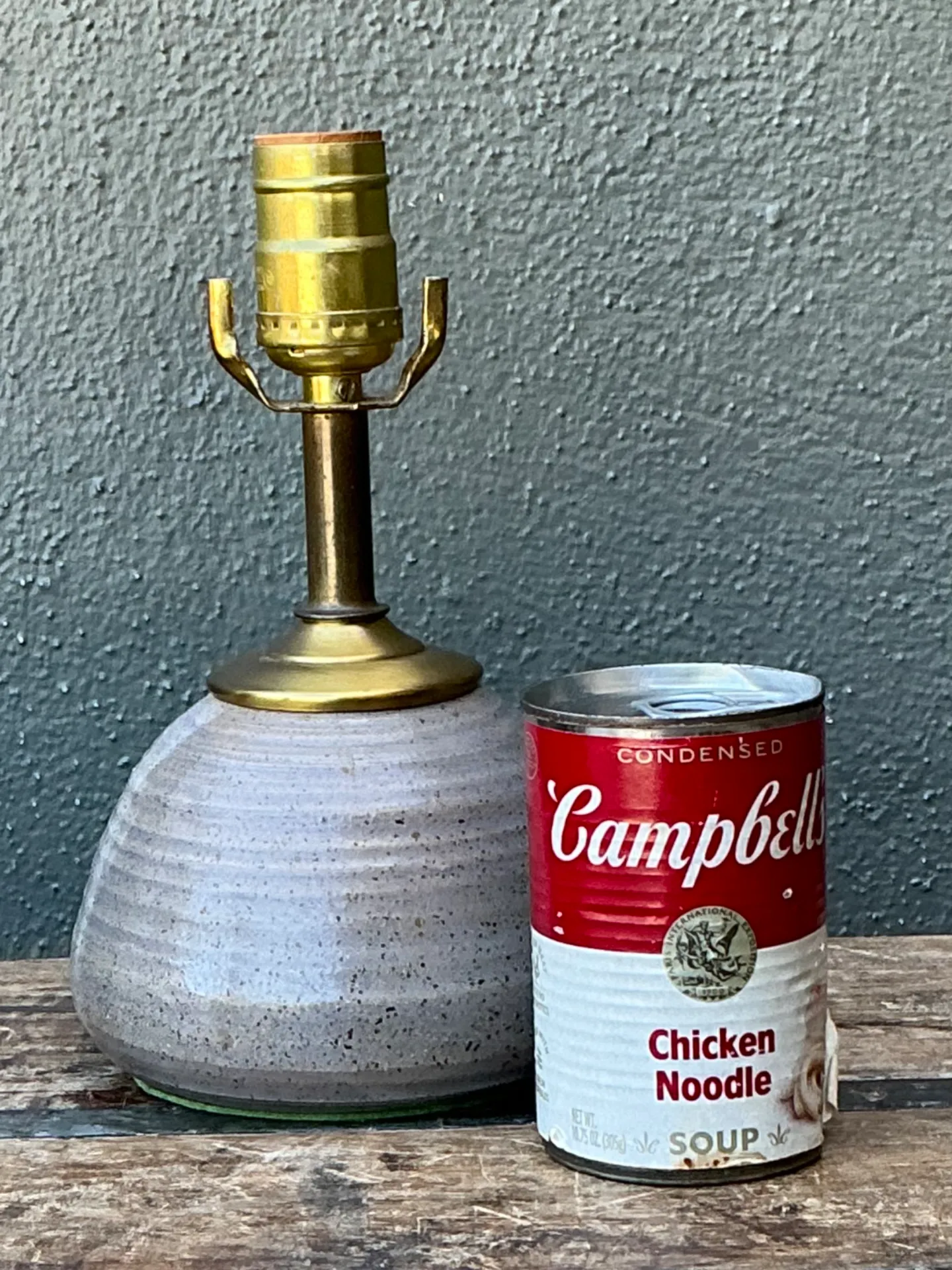 Vintage Studio Pottery and Brass Lamp — additional photo 3