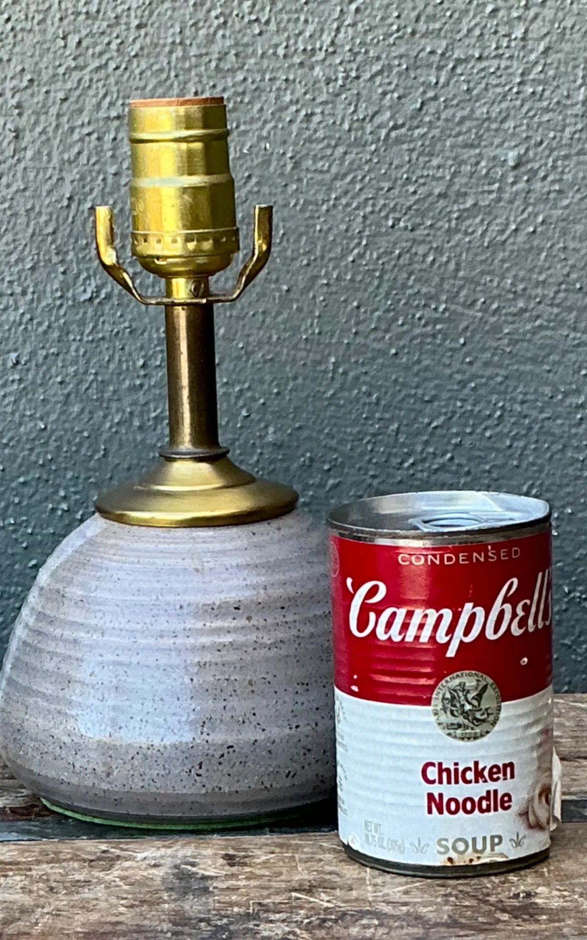 Vintage Studio Pottery and Brass Lamp — additional photo 3