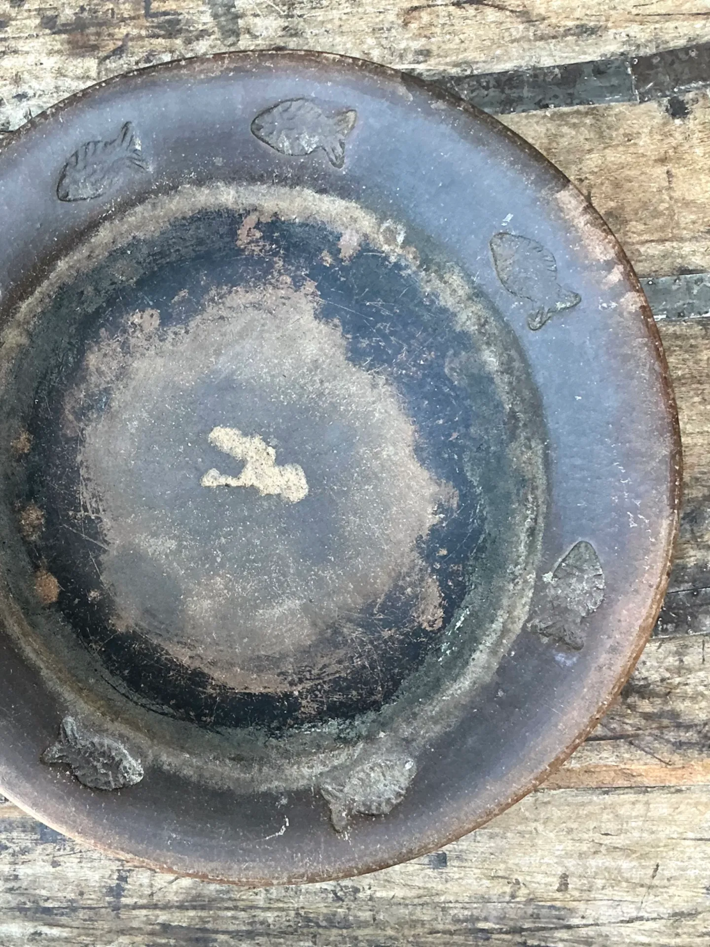 Vintage Rustic Ceramic Fish Plate — additional photo 4