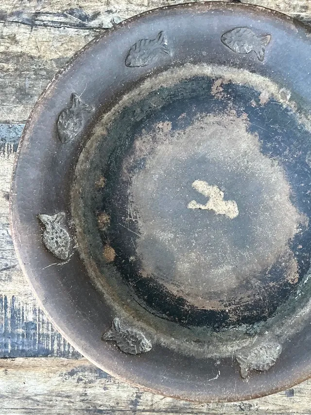 Vintage Rustic Ceramic Fish Plate — additional photo 2